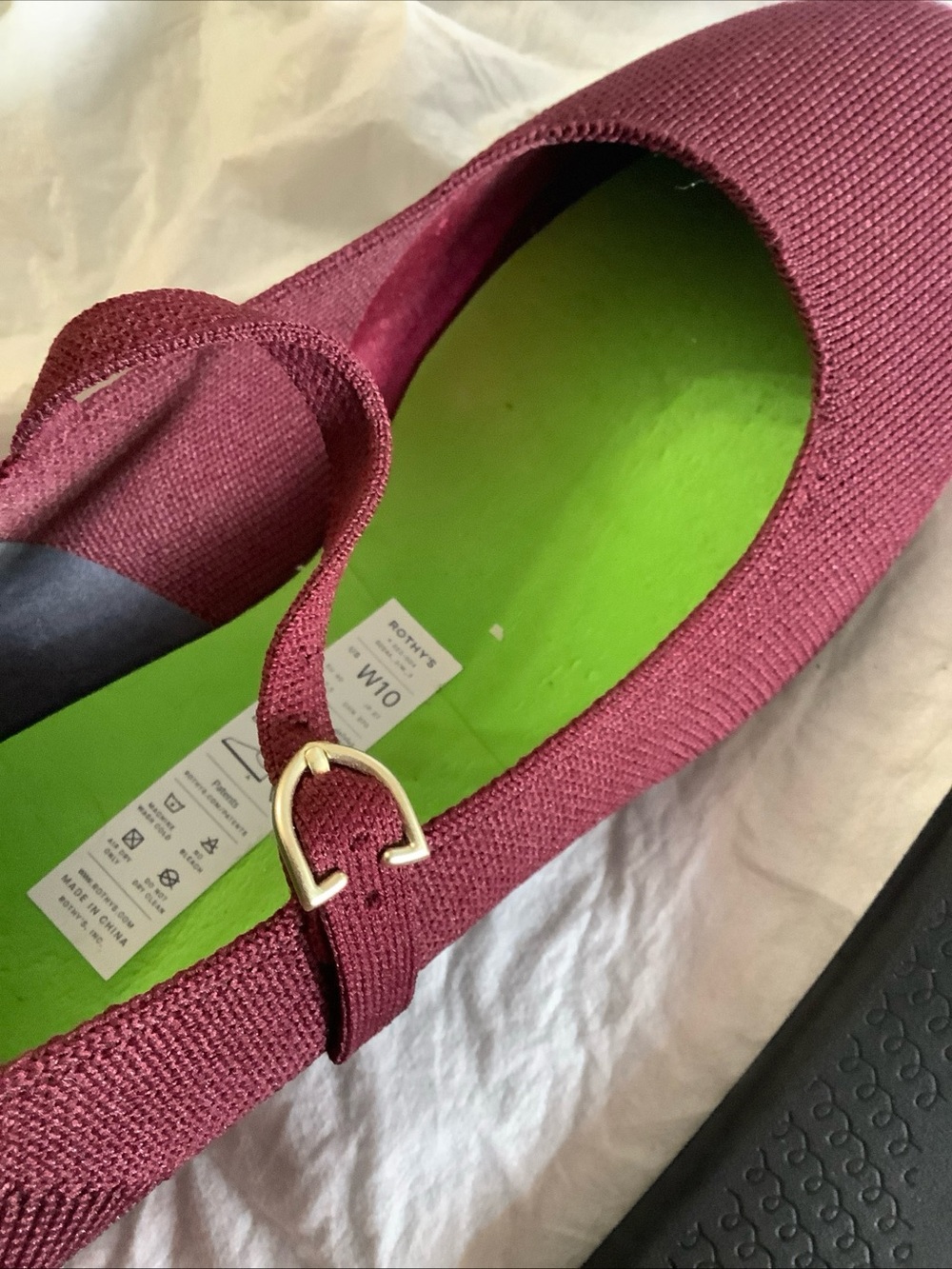 Rothy’s The Mary Jane Heel Women's Size 10 Burgundy Knit Block Heel Pumps - Picture 14 of 16